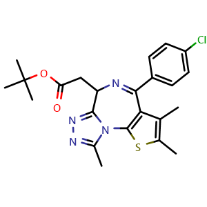 Chemical structure of tert-butyl 2-(4-(4-chlorophenyl)-2,3,9-trimethyl-6H-thieno[3,2-f][1,2,4]triazolo[4,3-a][1,4]diazepin-6-yl)acetate , CAS 1268524-69-1, AChemBlock X209380