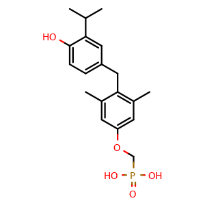 Chemical structure of ((4-(4-hydroxy-3-isopropylbenzyl)-3,5-dimethylphenoxy)methyl)phosphonic acid , CAS 852947-39-8, AChemBlock X209407