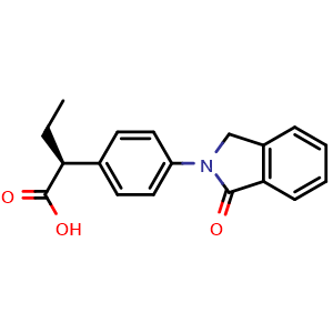 Chemical structure of (2S)-2-[4-(3-oxo-1H-isoindol-2-yl)phenyl]butanoic acid , CAS 63610-08-2, AChemBlock X209452