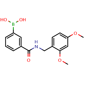 Chemical structure of (3-((2,4-dimethoxybenzyl)carbamoyl)phenyl)boronic acid , CAS 727396-17-0, AChemBlock X209460