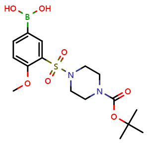 Chemical structure of (3-((4-(tert-butoxycarbonyl)piperazin-1-yl)sulfonyl)-4-methoxyphenyl)boronic acid , CAS 1704081-10-6, AChemBlock X209466
