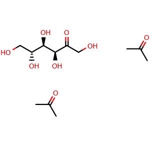 Chemical structure of (3S,4R,5R)-1,3,4,5,6-pentahydroxyhexan-2-one compound with propan-2-one (1:2) , CAS 25018-67-1, AChemBlock X209489