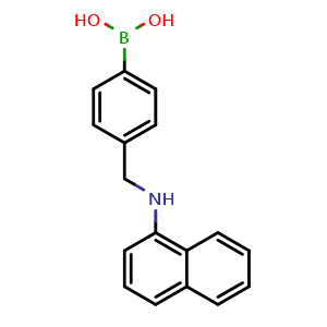 Chemical structure of (4-((naphthalen-1-ylamino)methyl)phenyl)boronic acid , CAS 1029439-61-9, AChemBlock X209497