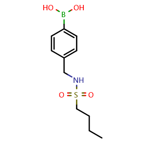 Chemical structure of (4-(butylsulfonamidomethyl)phenyl)boronic acid , CAS 2246845-30-5, AChemBlock X209500