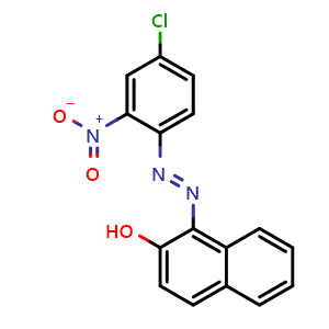 Chemical structure of (E)-1-((4-Chloro-2-nitrophenyl)diazenyl)naphthalen-2-ol , CAS 6410-13-5, AChemBlock X209537