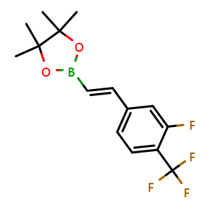 Chemical structure of (E)-2-(3-fluoro-4-(trifluoromethyl)styryl)-4,4,5,5-tetramethyl-1,3,2-dioxaborolane , AChemBlock X209541