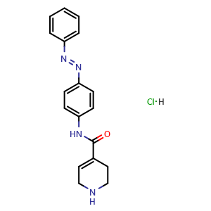 Chemical structure of (E)-N-[4-(Phenyldiazenyl)phenyl]-1,2,3,6-tetrahydropyridine-4-carboxamide hydrochloride , CAS 2939097-58-0, AChemBlock X209555