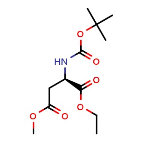 Chemical structure of (R)-1-ethyl 4-methyl 2-((tert-butoxycarbonyl)amino)succinate , CAS 2973404-29-2, AChemBlock X209563