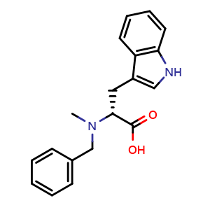 Chemical structure of (R)-2-(Benzyl(methyl)amino)-3-(1H-indol-3-yl)propanoic acid , AChemBlock X209565