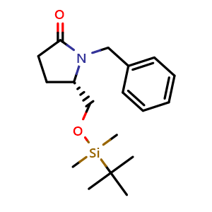 Chemical structure of (S)-1-Benzyl-5-[[(tert-butyldimethylsilyl)oxy]methyl]pyrrolidin-2-one , CAS 109021-54-7, AChemBlock X209585
