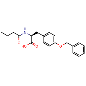 Chemical structure of (S)-3-(4-(benzyloxy)phenyl)-2-butyramidopropanoic acid , CAS 172992-35-7, AChemBlock X209591