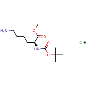 Chemical structure of (S)-methyl 6-amino-2-((tert-butoxycarbonyl)amino)hexanoate hydrochloride , CAS 99532-86-2, AChemBlock X209607
