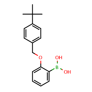 Chemical structure of {2-[(4-tert-butylphenyl)methoxy]phenyl}boronic acid , CAS 1313760-85-8, AChemBlock X209638