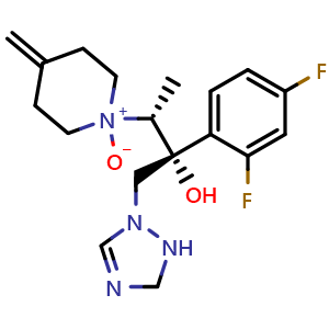 Chemical structure of 1-((2R,3R)-3-(2,4-difluorophenyl)-4-(2,3-dihydro-1H-1,2,4-triazol-1-yl)-3-hydroxybutan-2-yl)-4-methylenepiperidine 1-oxide , CAS 2055038-63-4, AChemBlock X209640
