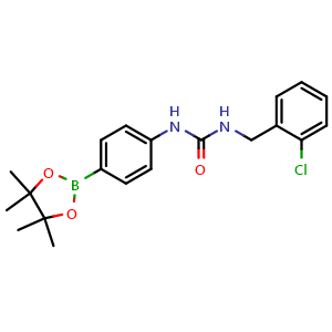 Chemical structure of 1-(2-Chlorobenzyl)-3-(4-(4,4,5,5-tetramethyl-1,3,2-dioxaborolan-2-yl)phenyl)urea , CAS 874298-90-5, AChemBlock X209654