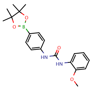 Chemical structure of 1-(2-methoxyphenyl)-3-(4-(4,4,5,5-tetramethyl-1,3,2-dioxaborolan-2-yl)phenyl)urea , CAS 1669414-61-2, AChemBlock X209660