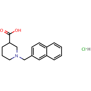 Chemical structure of 1-(2-Naphthylmethyl)piperidine-3-carboxylic acid hydrochloride , CAS 1185299-51-7, AChemBlock X209661