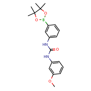 Chemical structure of 1-(3-methoxyphenyl)-3-(3-(4,4,5,5-tetramethyl-1,3,2-dioxaborolan-2-yl)phenyl)urea , CAS 1809876-45-6, AChemBlock X209672