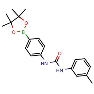 Chemical structure of 1-(4-(4,4,5,5-tetramethyl-1,3,2-dioxaborolan-2-yl)phenyl)-3-(m-tolyl)urea , CAS 765949-02-8, AChemBlock X209678