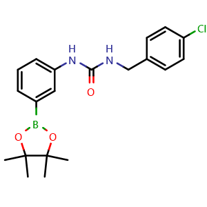 Chemical structure of 1-(4-chlorobenzyl)-3-(3-(4,4,5,5-tetramethyl-1,3,2-dioxaborolan-2-yl)phenyl)urea , CAS 874301-94-7, AChemBlock X209686