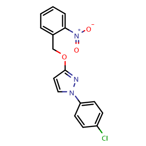 Chemical structure of 1-(4-Chlorophenyl)-3-[(2-nitrobenzyl)oxy]pyrazole , CAS 220368-29-6, AChemBlock X209688