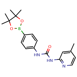 Chemical structure of 1-(4-methylpyridin-2-yl)-3-(4-(4,4,5,5-tetramethyl-1,3,2-dioxaborolan-2-yl)phenyl)urea , CAS 1800110-44-4, AChemBlock X209697