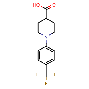 Chemical structure of 1-(4-Trifluoromethylphenyl)piperidine-4-carboxylic acid , CAS 607354-69-8, AChemBlock X209698