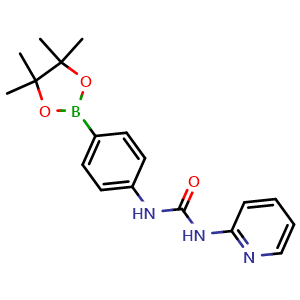 Chemical structure of 1-(Pyridin-2-yl)-3-(4-(4,4,5,5-tetramethyl-1,3,2-dioxaborolan-2-yl)phenyl)urea , CAS 874297-97-9, AChemBlock X209712