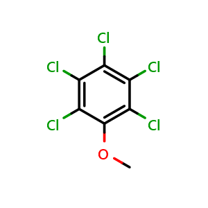 Chemical structure of 1,2,3,4,5-pentachloro-6-methoxybenzene , CAS 1825-21-4, AChemBlock X209732