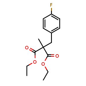Chemical structure of 1,3-diethyl 2-[(4-fluorophenyl)methyl]-2-methylpropanedioate , CAS 1108187-27-4, AChemBlock X209751