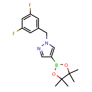 Chemical structure of 1-[(3,5-difluorophenyl)methyl]-4-(tetramethyl-1,3,2-dioxaborolan-2-yl)-1H-pyrazole , CAS 1415825-04-5, AChemBlock X209767