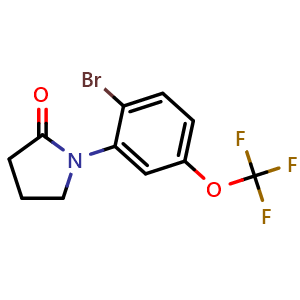 Chemical structure of 1-[2-Bromo-5-(trifluoromethoxy)phenyl]-2-pyrrolidinone , CAS 2939002-83-0, AChemBlock X209779
