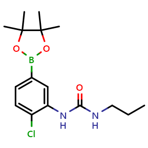Chemical structure of 1-[2-chloro-5-(tetramethyl-1,3,2-dioxaborolan-2-yl)phenyl]-3-propylurea , CAS 2246682-09-5, AChemBlock X209783