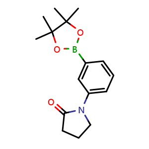Chemical structure of 1-[3-(Tetramethyl-1,3,2-dioxaborolan-2-yl)phenyl]pyrrolidin-2-one , CAS 1185265-61-5, AChemBlock X209788