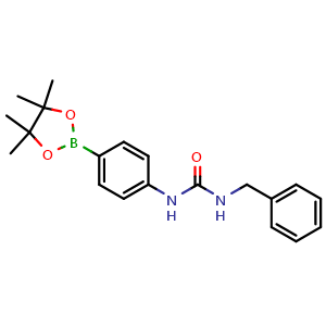 Chemical structure of 1-Benzyl-3-(4-(4,4,5,5-tetramethyl-1,3,2-dioxaborolan-2-yl)phenyl)urea , CAS 874290-98-9, AChemBlock X209806