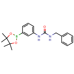 Chemical structure of 1-benzyl-3-[3-(tetramethyl-1,3,2-dioxaborolan-2-yl)phenyl]urea , CAS 874299-02-2, AChemBlock X209809