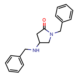 Chemical structure of 1-Benzyl-4-(Benzylamino)Pyrrolidin-2-One , CAS 348636-05-5, AChemBlock X209813