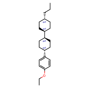 Chemical structure of 1-Ethoxy-4-[(trans,trans)-4'-propyl[1,1'-bicyclohexyl]-4-yl]benzene , CAS 84656-78-0, AChemBlock X209845