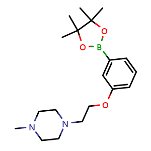 Chemical structure of 1-methyl-4-(2-(3-(4,4,5,5-tetramethyl-1,3,2-dioxaborolan-2-yl)phenoxy)ethyl)piperazine , CAS 2246691-45-0, AChemBlock X209860