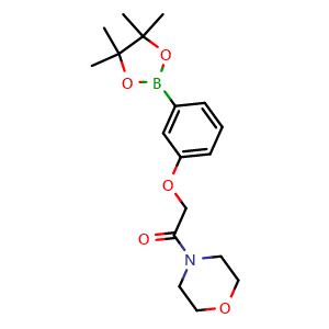 Chemical structure of 1-morpholino-2-(3-(4,4,5,5-tetramethyl-1,3,2-dioxaborolan-2-yl)phenoxy)ethan-1-one , CAS 2057448-28-7, AChemBlock X209865