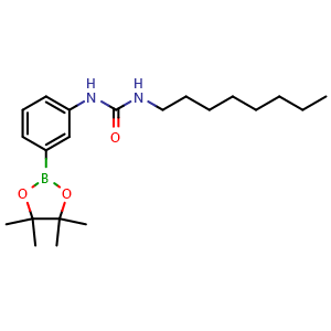 Chemical structure of 1-octyl-3-(3-(4,4,5,5-tetramethyl-1,3,2-dioxaborolan-2-yl)phenyl)urea , CAS 179739-00-5, AChemBlock X209869