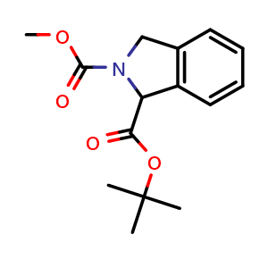 Chemical structure of 1-tert-Butyl 2-methyl isoindoline-1,2-dicarboxylate , CAS 444607-92-5, AChemBlock X209876