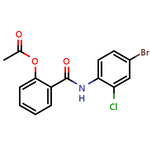 Chemical structure of 2-((4-bromo-2-chlorophenyl)carbamoyl)phenyl acetate , CAS 842113-96-6, AChemBlock X209884