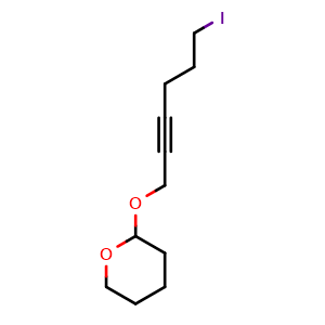 Chemical structure of 2-((6-Iodohex-2-Yn-1-Yl)Oxy)Tetrahydro-2H-Pyran , CAS 532414-06-5, AChemBlock X209886