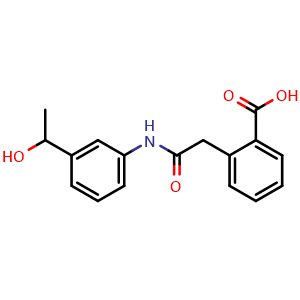 Chemical structure of 2-(2-((3-(1-hydroxyethyl)phenyl)amino)-2-oxoethyl)benzoic acid , CAS 1351698-87-7, AChemBlock X209895