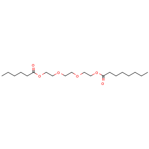 Chemical structure of 2-(2-(2-(hexanoyloxy)ethoxy)ethoxy)ethyl octanoate , CAS 72063-60-6, AChemBlock X209897