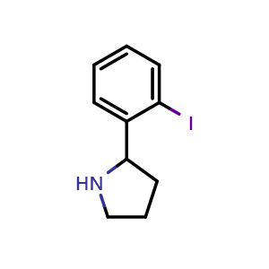 Chemical structure of 2-(2-Iodophenyl)pyrrolidine , CAS 383127-23-9, AChemBlock X209911