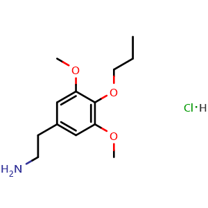 Chemical structure of 2-(3,5-dimethoxy-4-propoxyphenyl)ethan-1-amine hydrochloride , CAS 61367-69-9, AChemBlock X209917