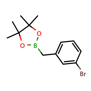 Chemical structure of 2-(3-bromobenzyl)-4,4,5,5-tetramethyl-1,3,2-dioxaborolane , CAS 1379610-54-4, AChemBlock X209918