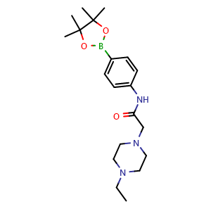 Chemical structure of 2-(4-ethylpiperazin-1-yl)-N-(4-(4,4,5,5-tetramethyl-1,3,2-dioxaborolan-2-yl)phenyl)acetamide , CAS 1704121-82-3, AChemBlock X209942